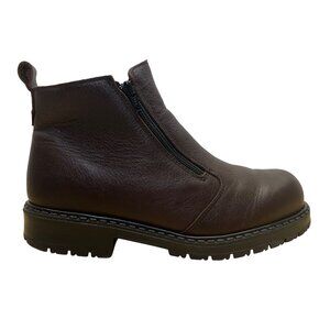 Martino Men’s Brown Leather Shearling Lined Double Zipper Ankle Boots Size 9.5